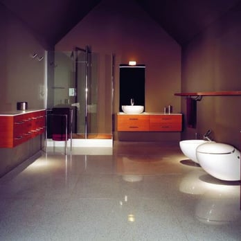 Modern bathroom with electrical and lighting work by Turn Electric